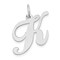14K White Gold Medium Fancy Script Initial K Charm Jewerly 20mm x 14mm